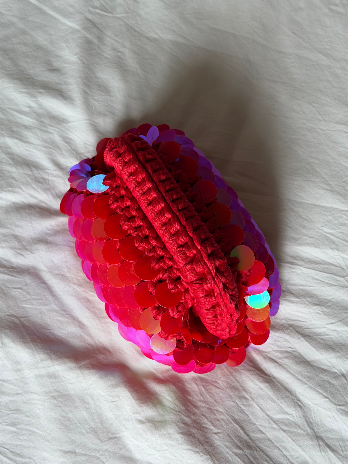 DISCO CLOUD bag mini// holo rossa con manico
