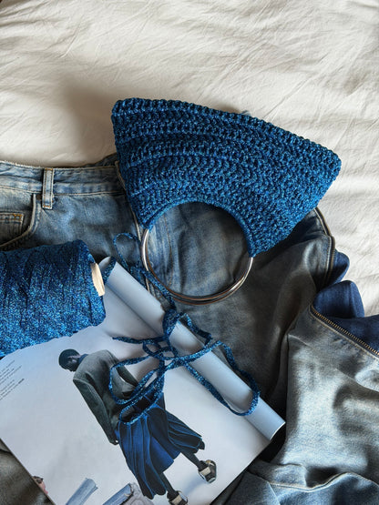 SHELL bag mini// azzurra lurex (1610/N)