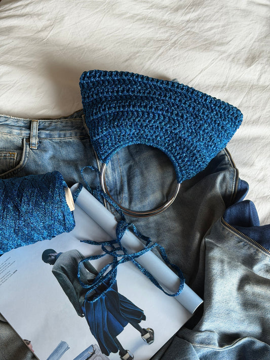 SHELL bag mini// azzurra lurex (1610/N)