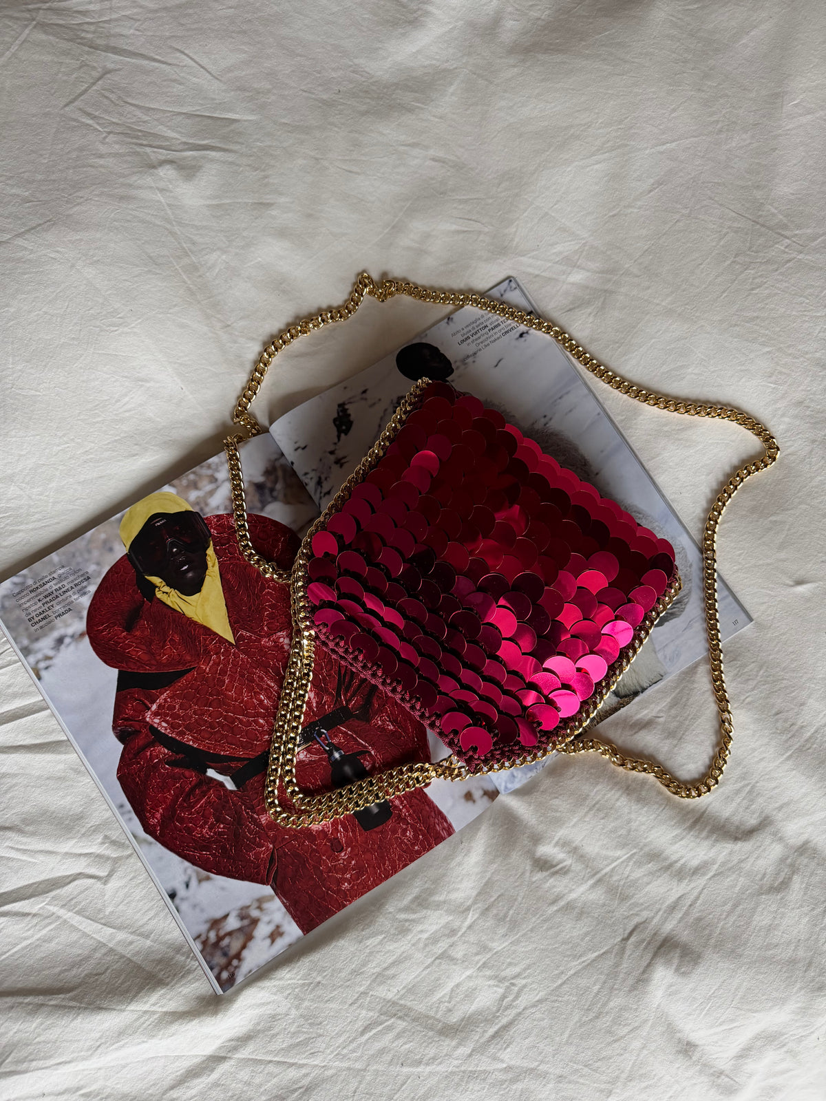 STAR bag mini// Bordeaux con paillettes