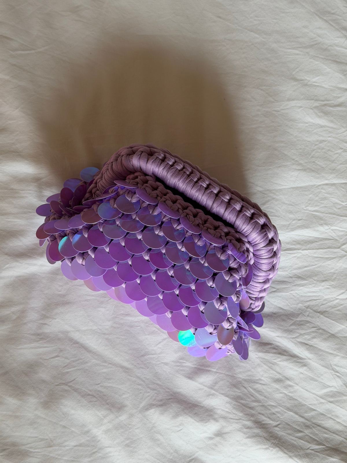 DISCO CLOUD bag mini// holo lilla con manico