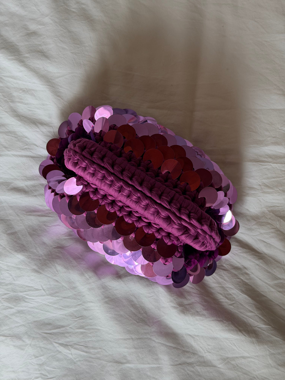 DISCO CLOUD bag mini// lampone con manico