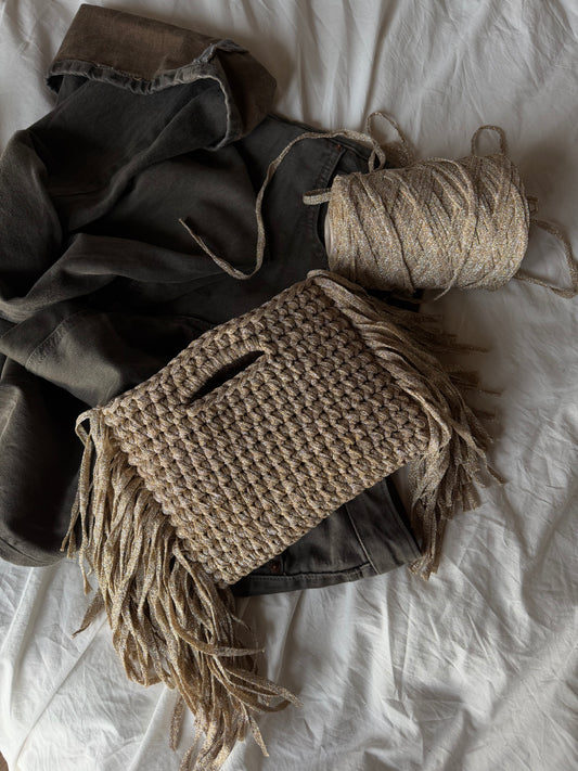 MINOU bag standard// sabbia lurex con frange