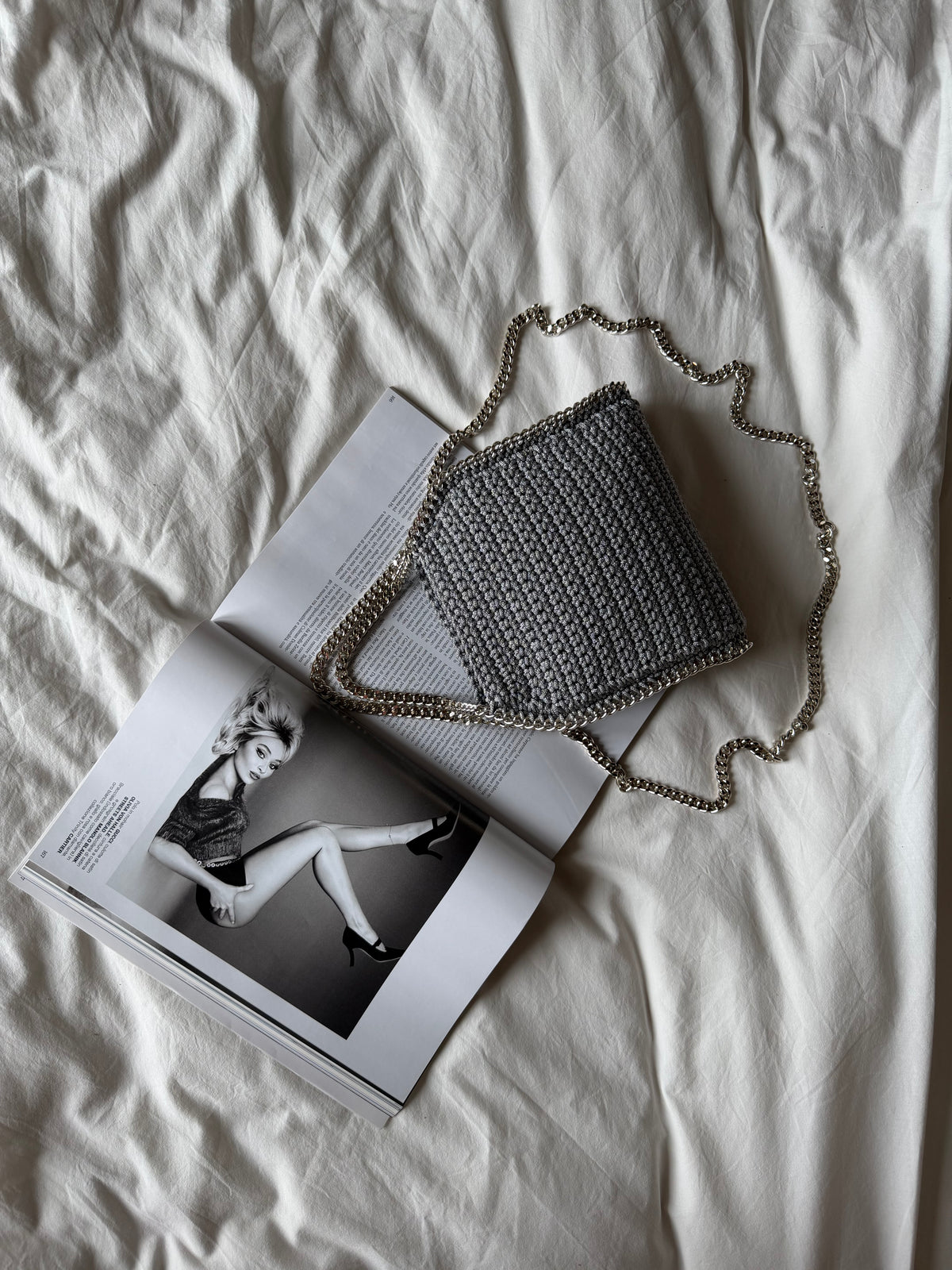 STAR bag mini// grigia chiara lurex argento
