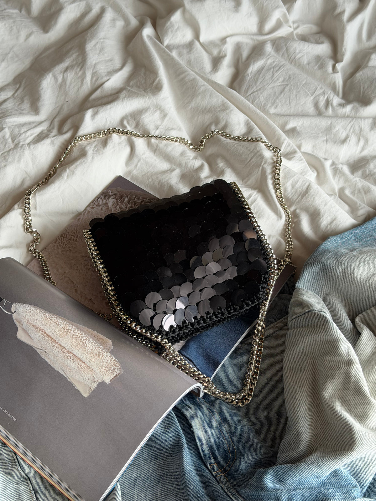 STAR bag mini// nera con paillettes