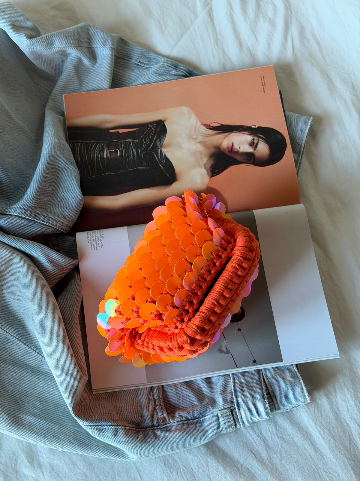 DISCO CLOUD bag mini// holo arancio con manico