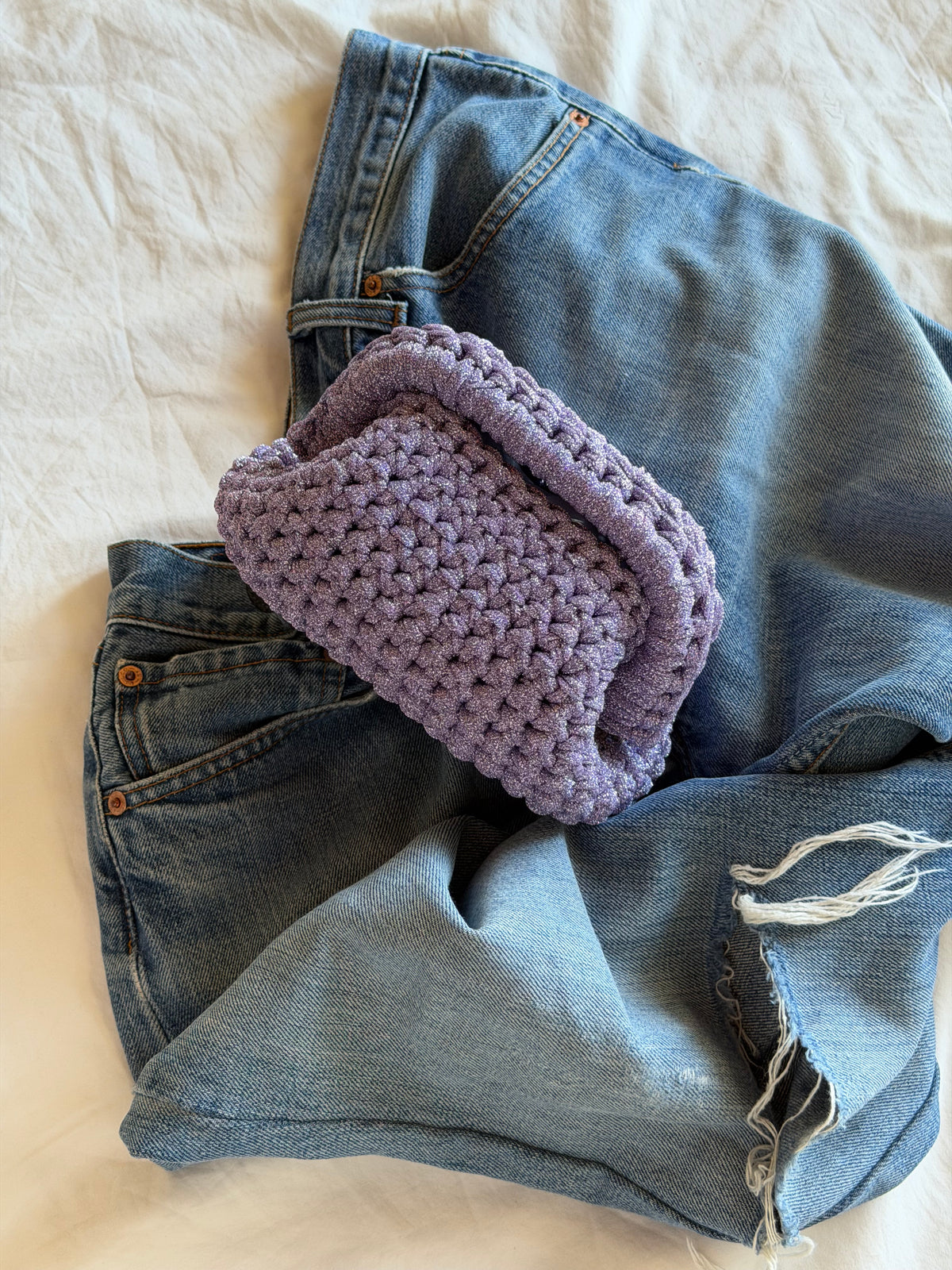 CLOUD bag mini// lilla lurex con manico