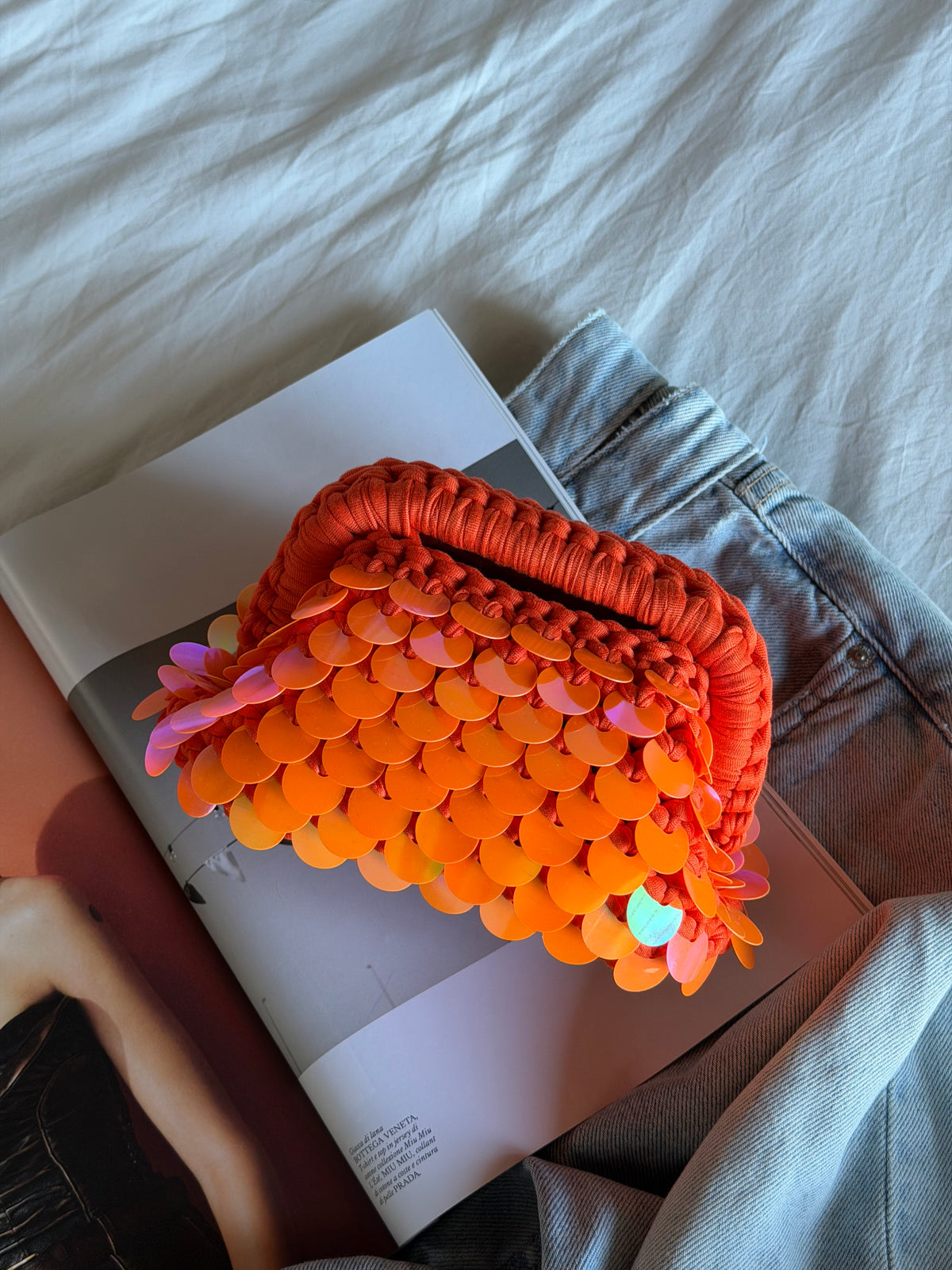 DISCO CLOUD bag mini// holo arancio con manico