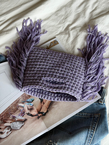 MINOU bag standard// lilla lurex con frange