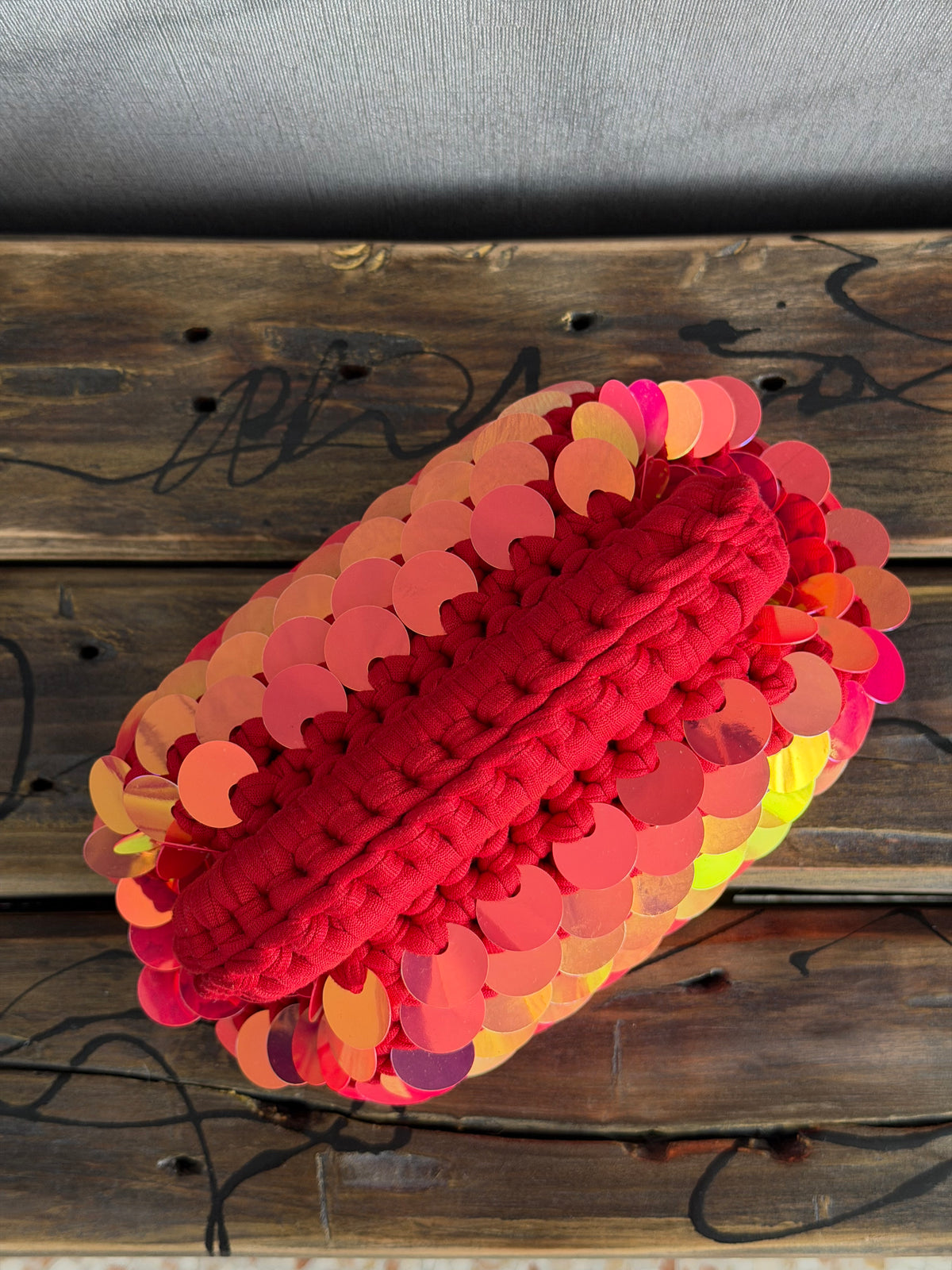 DISCO CLOUD bag mini//rossa con manico