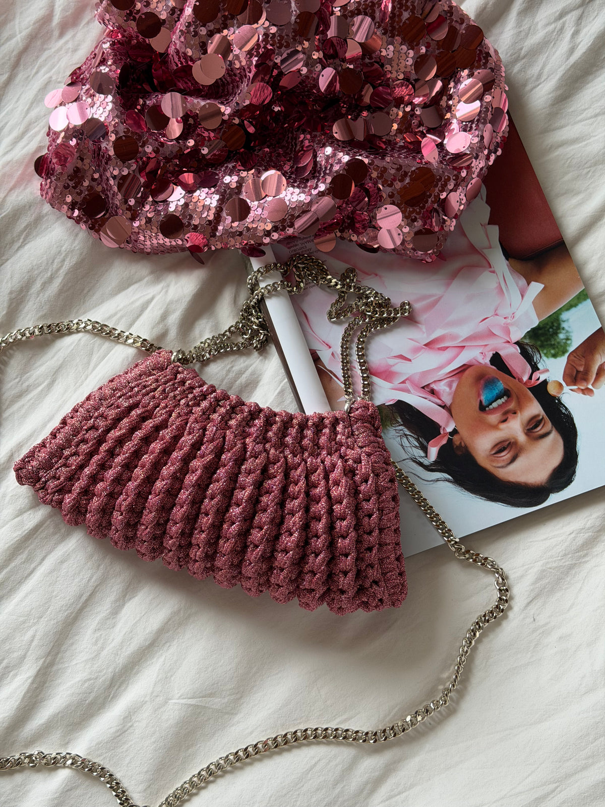 BONBON bag mini// rosa lurex