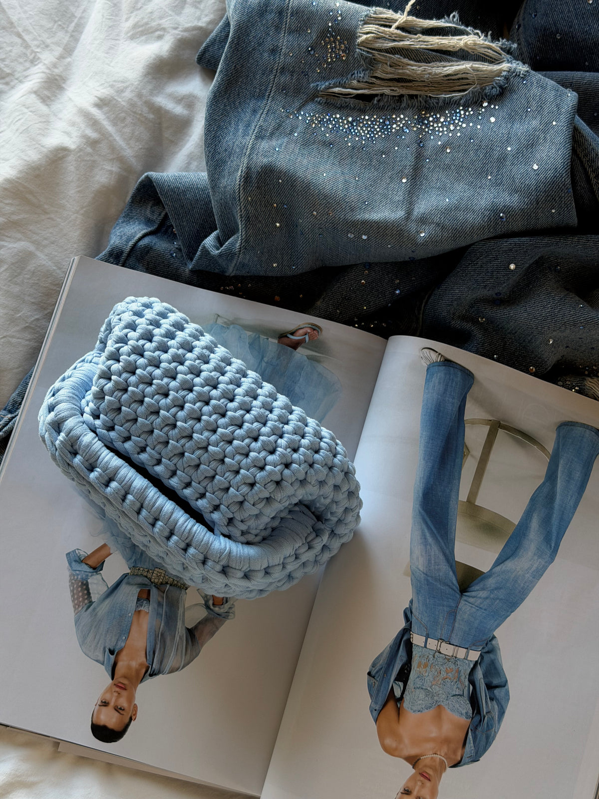 CLOUD bag mini// celeste baby con manico