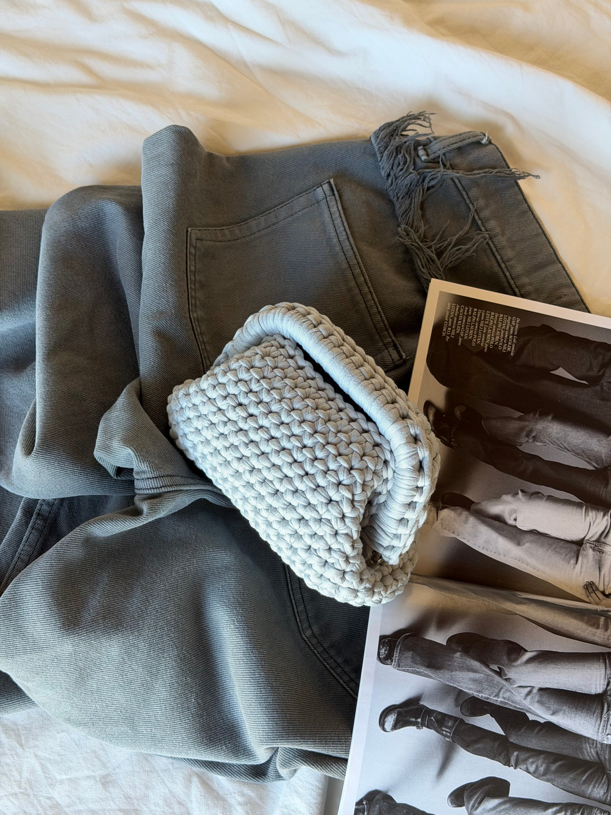 CLOUD bag mini// grigia chiara con manico