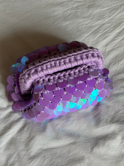 DISCO CLOUD bag mini// holo lilla con manico