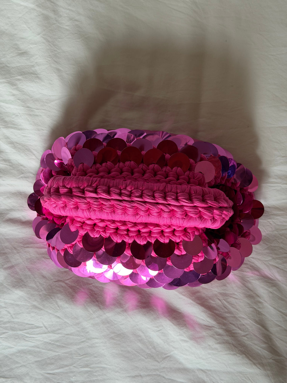 DISCO CLOUD bag mini// fucsia con manico