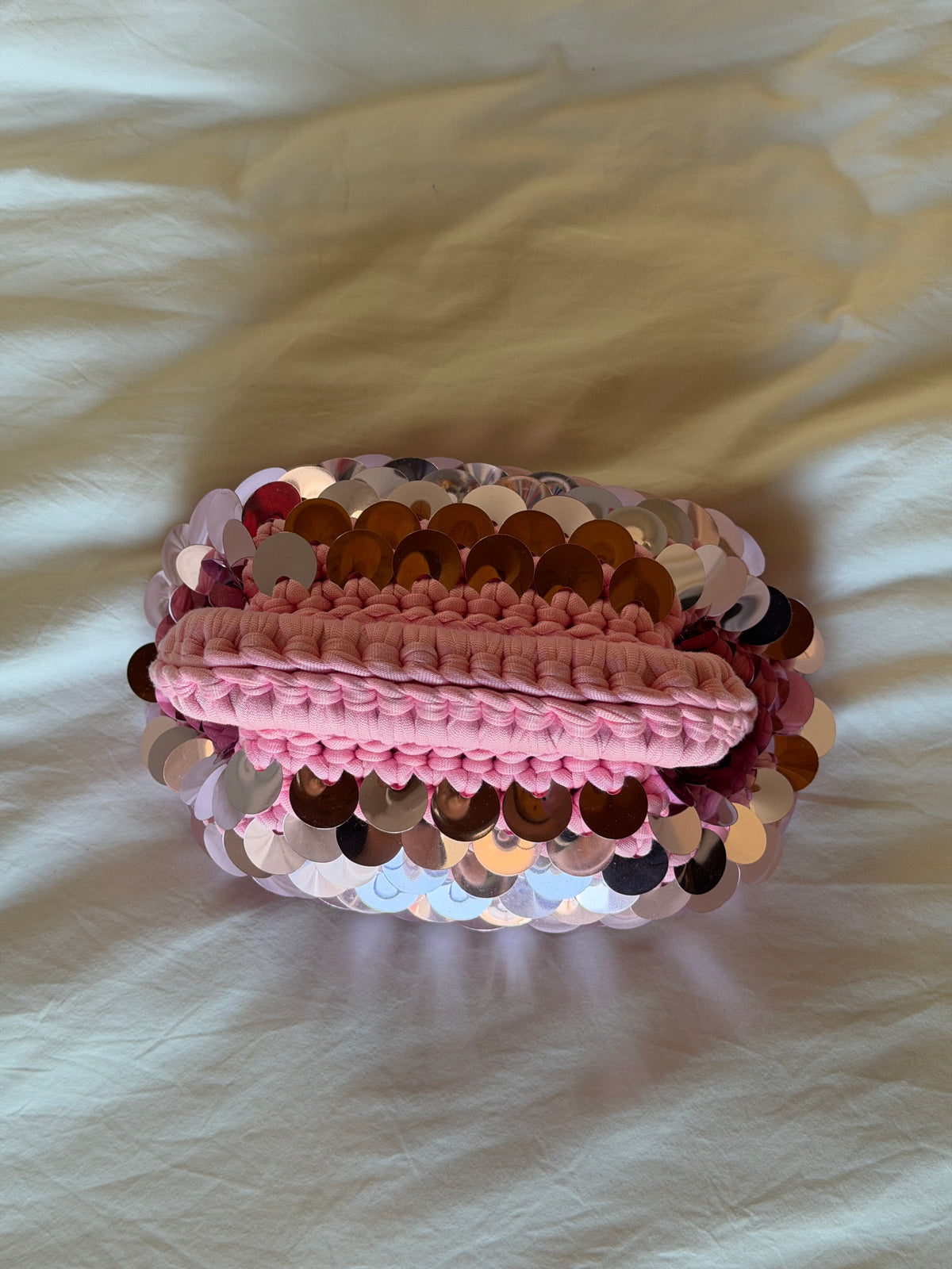 DISCO CLOUD bag mini// rosa con manico