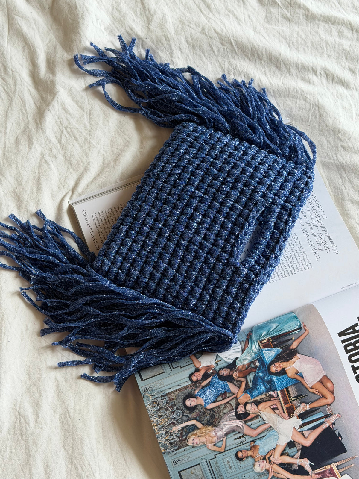 MINOU bag standard// cobalto lurex con frange
