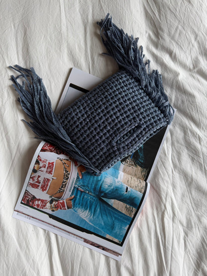 MINOU bag standard// azzurra lurex con frange