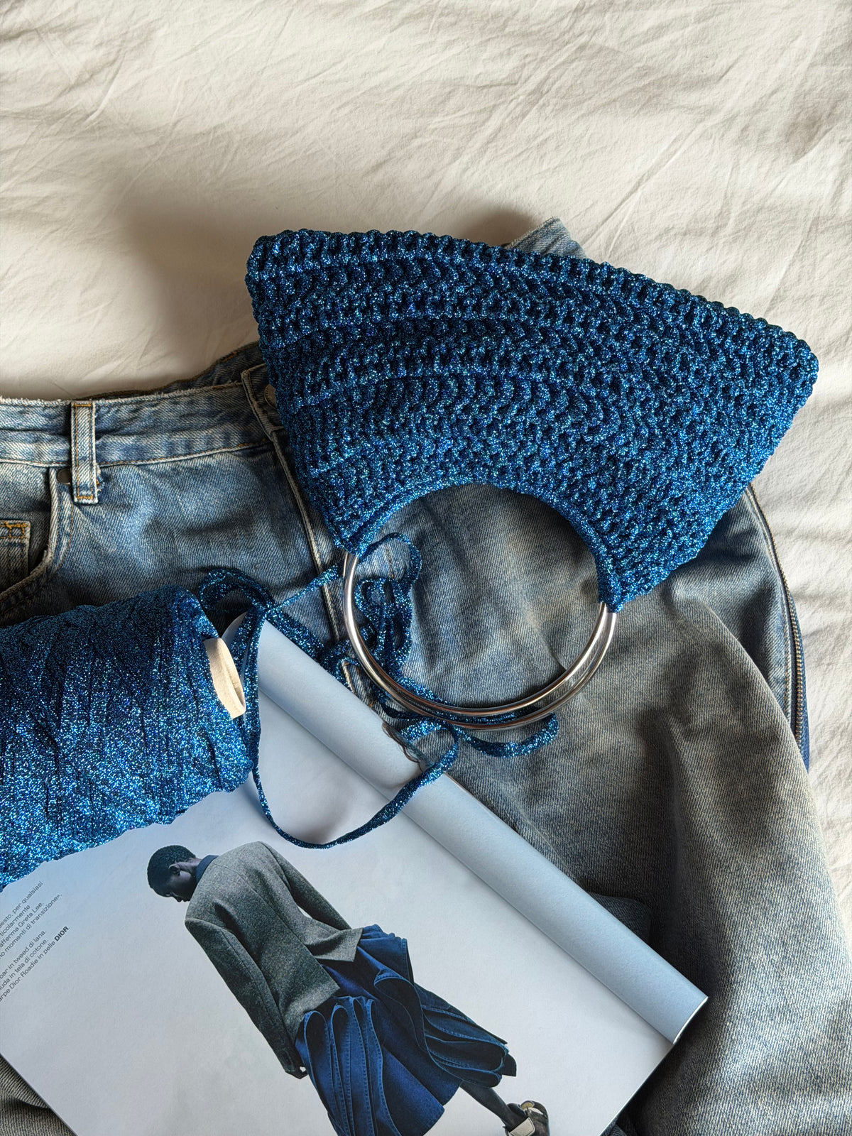 SHELL bag mini// azzurra lurex (1610/N)