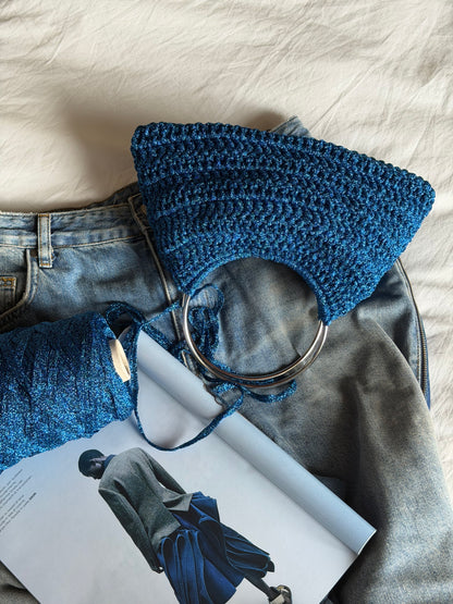 SHELL bag mini// azzurra lurex (1610/N)