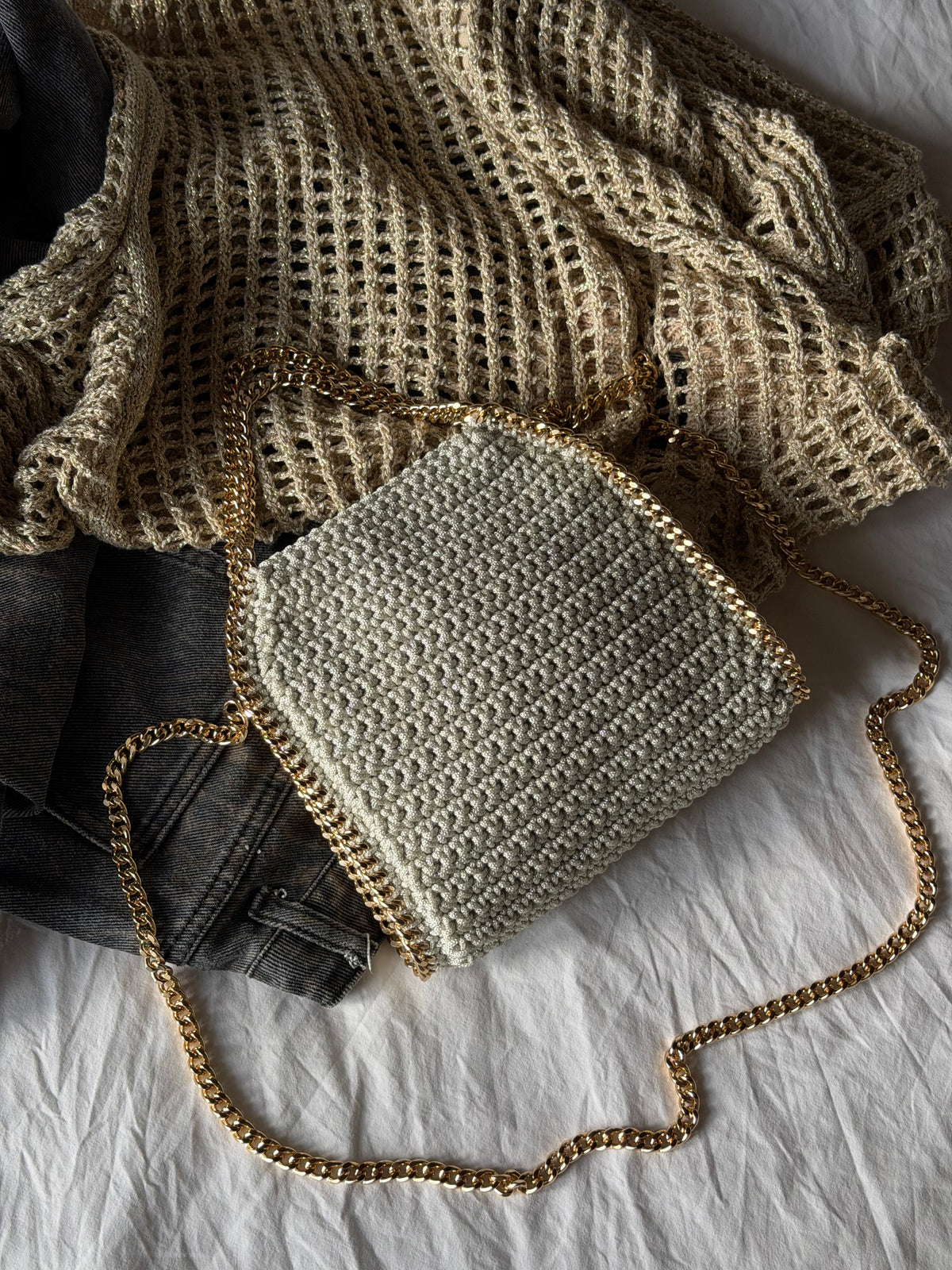 STAR bag mini// panna lurex argento