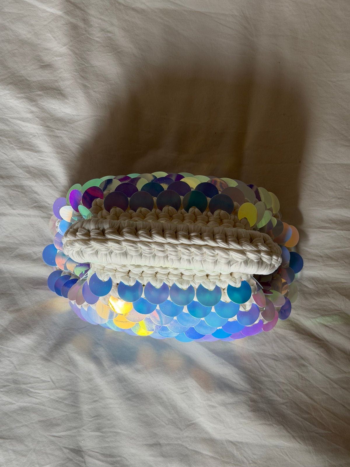 DISCO CLOUD bag mini// holo bianca con manico