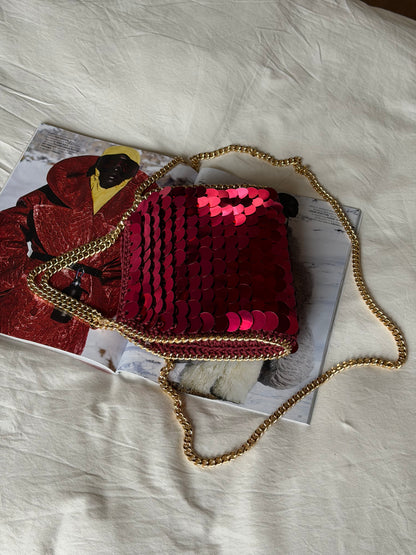 STAR bag mini// Bordeaux con paillettes