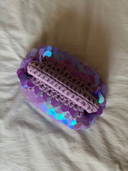 DISCO CLOUD bag mini// holo lilla con manico