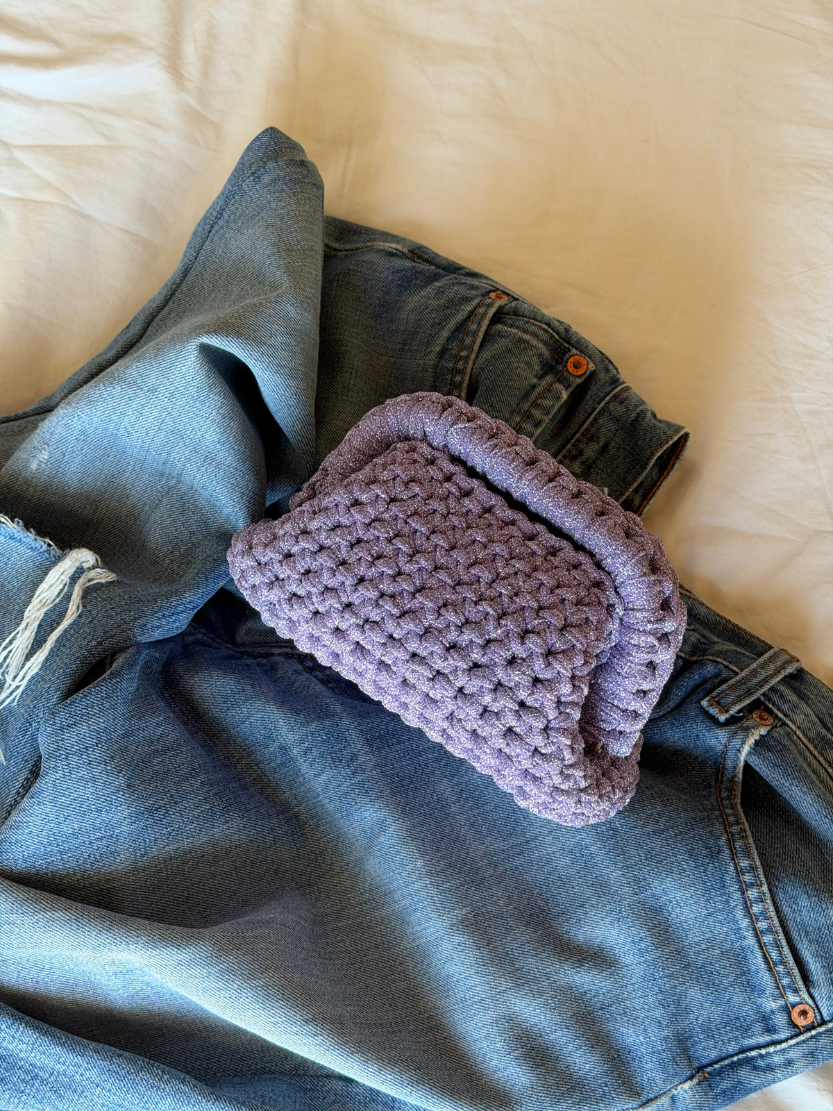 CLOUD bag mini// lilla lurex con manico