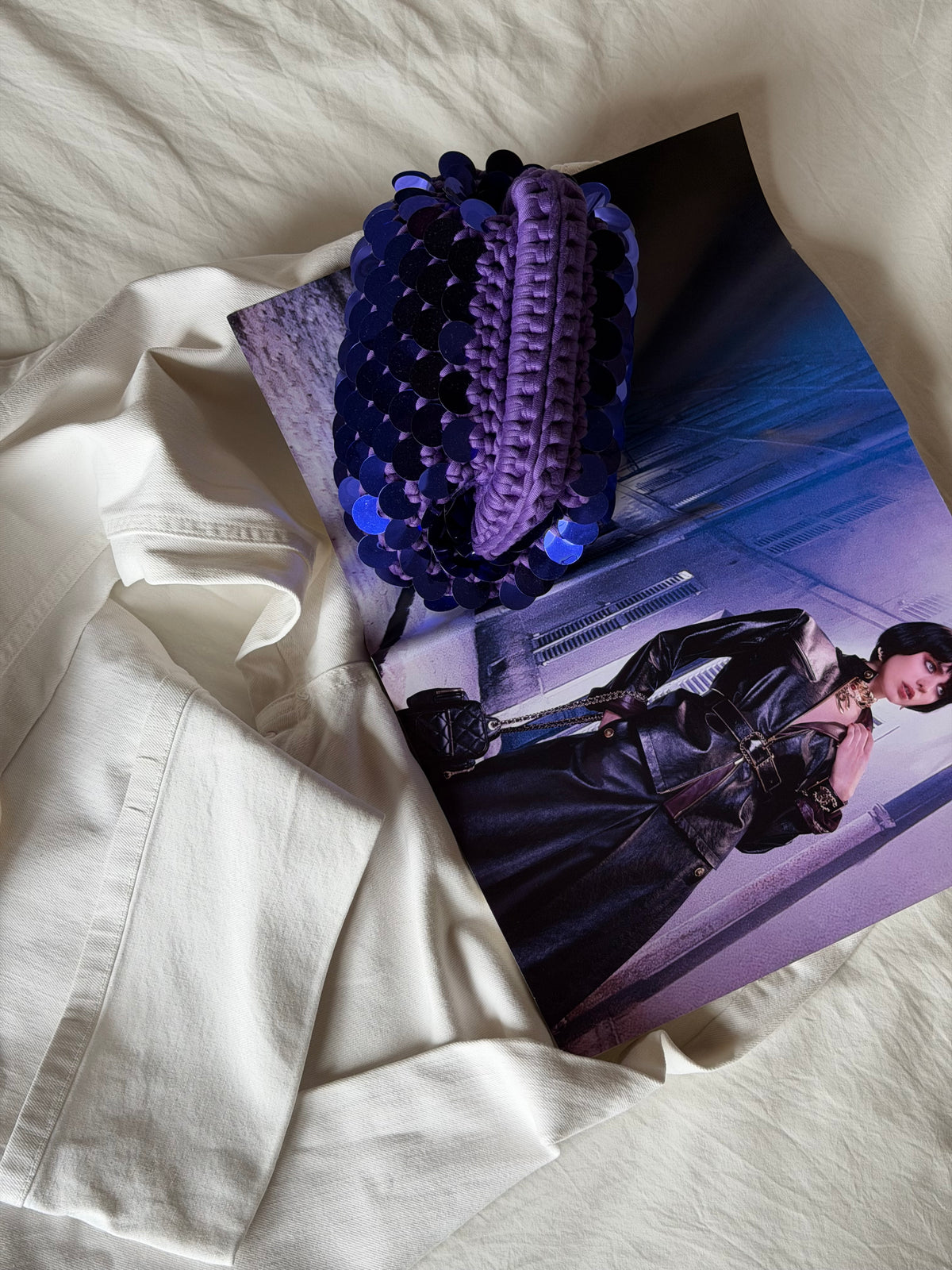 DISCO CLOUD bag mini//viola con manico
