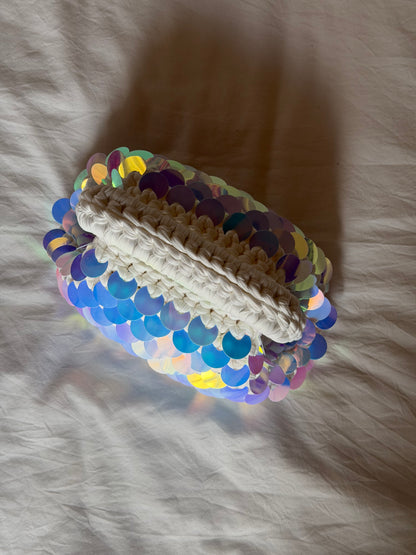 DISCO CLOUD bag mini// holo bianca con manico