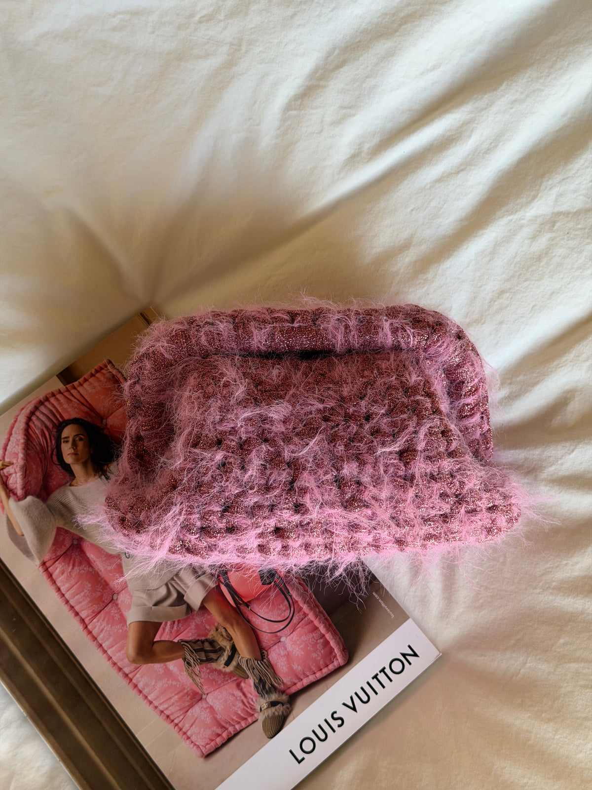 FLUFFY CLOUD bag standard// rosa lurex con manico
