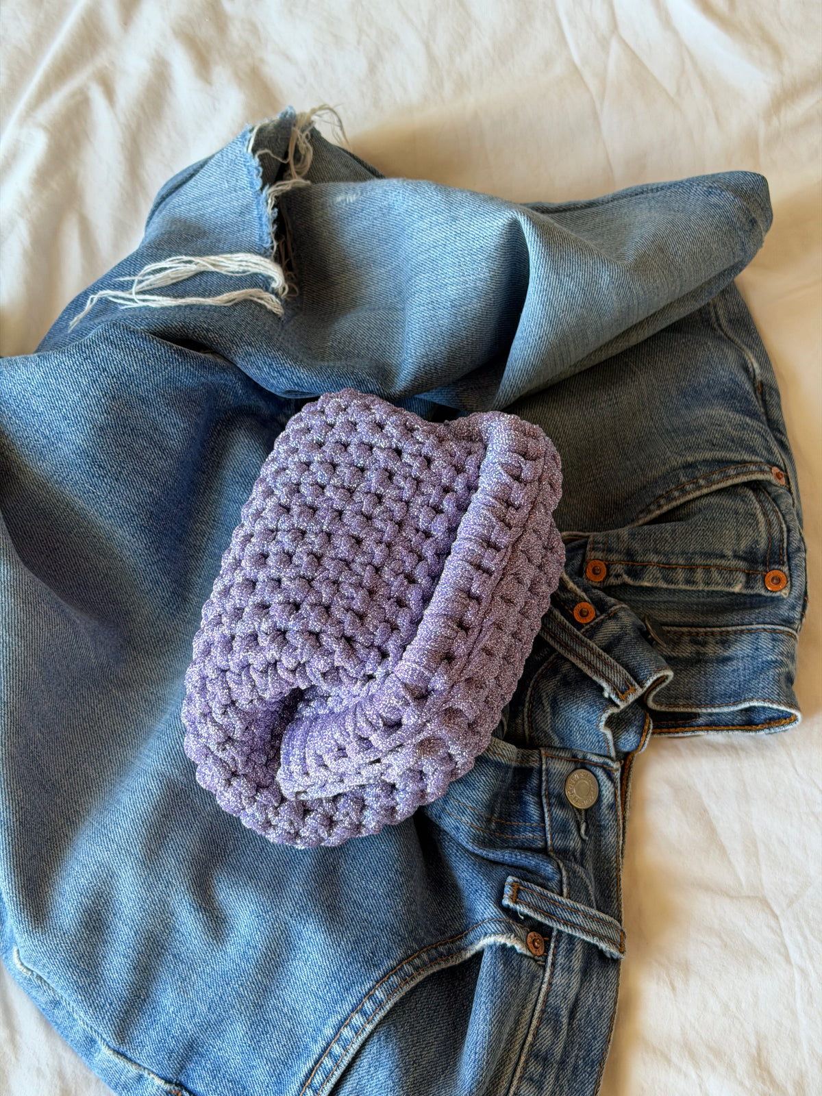 CLOUD bag mini// lilla lurex con manico