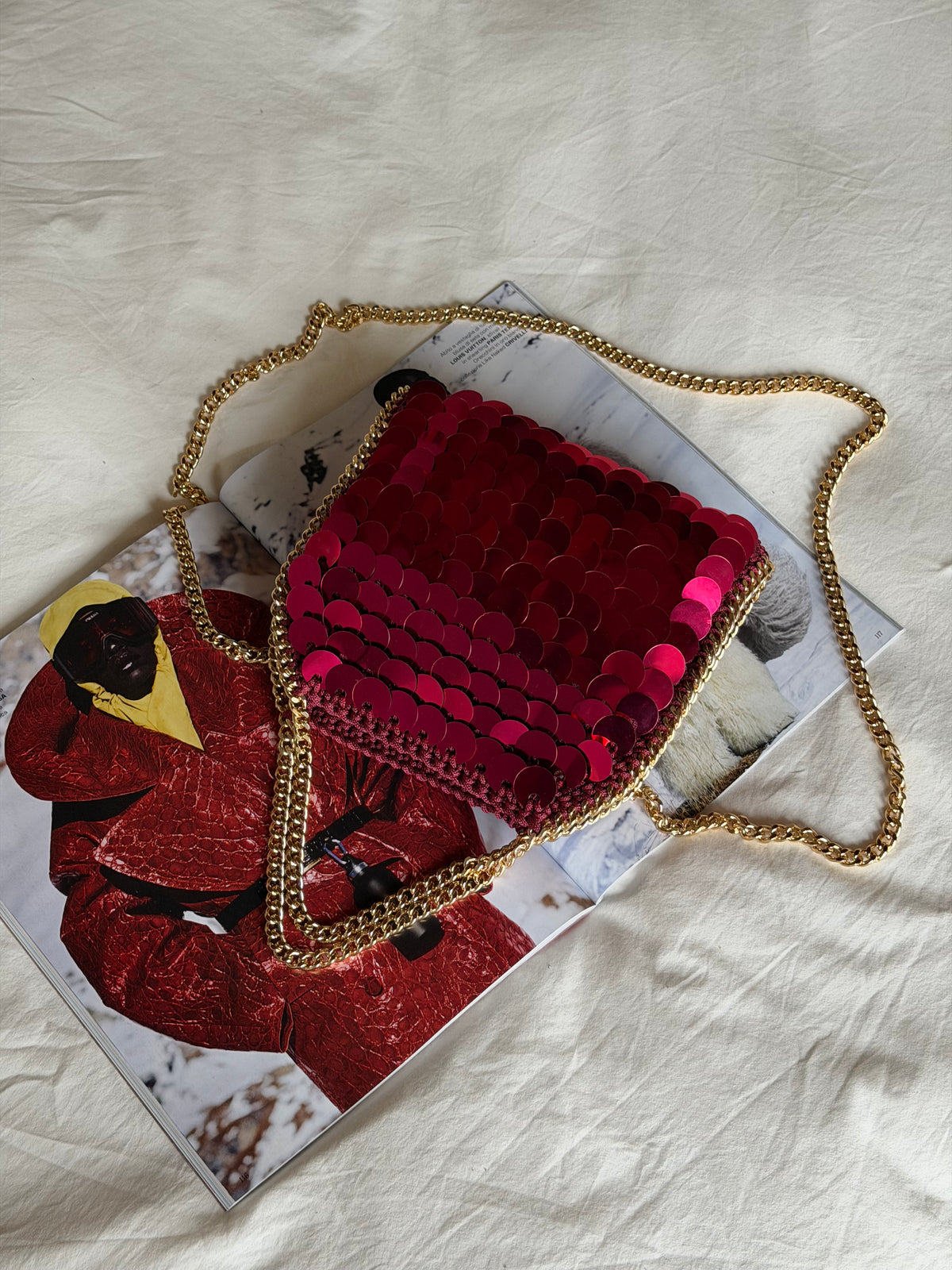 STAR bag mini// Bordeaux con paillettes