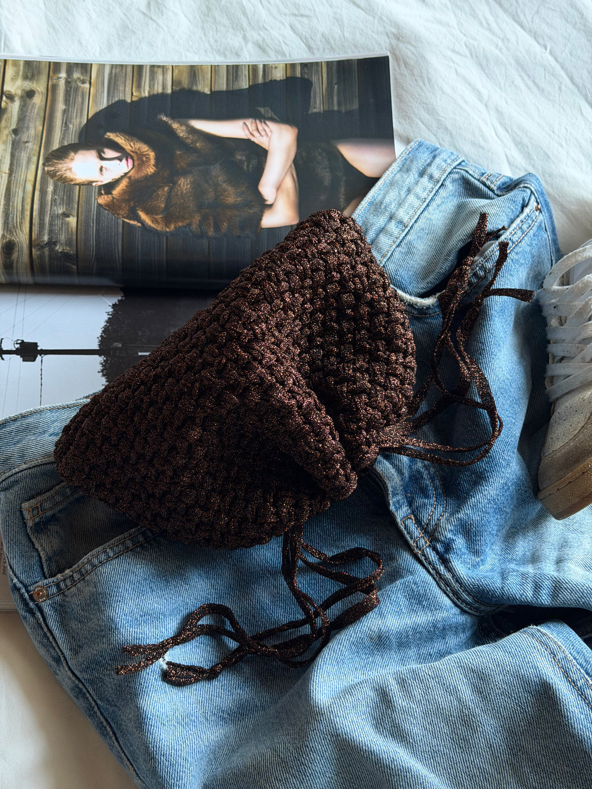 BUBBLE bag mini// marrone lurex