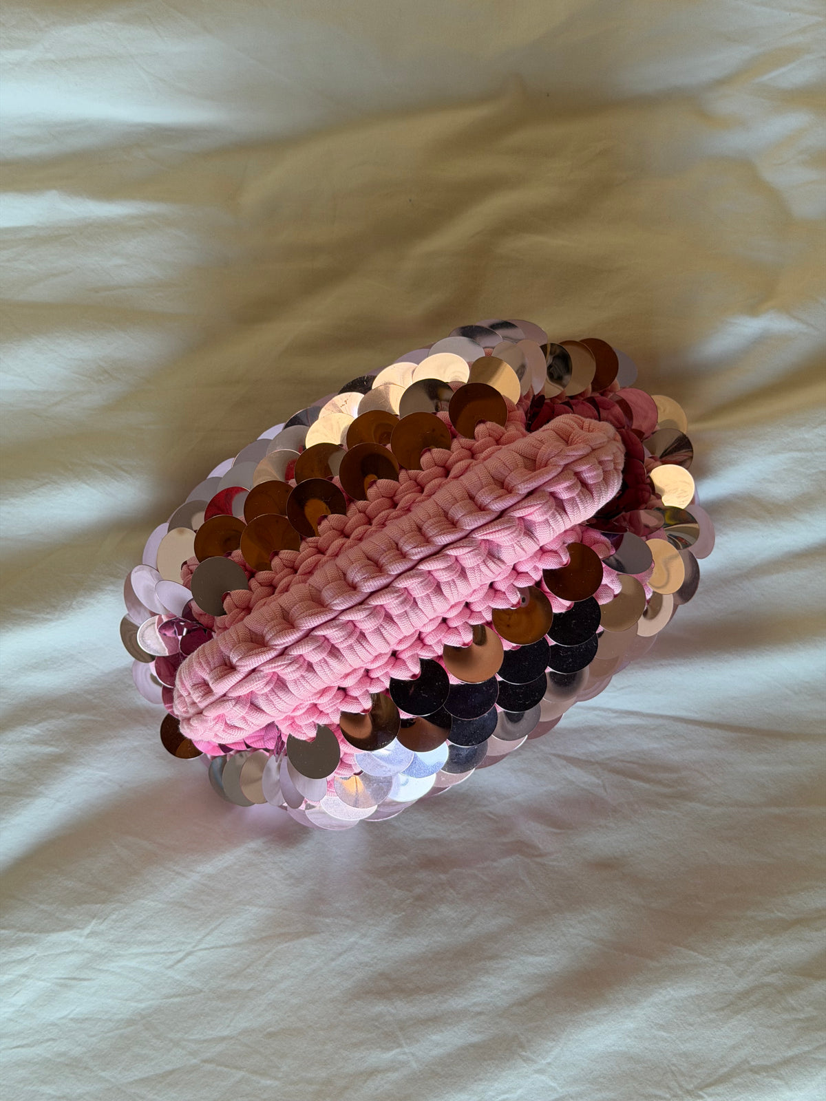 DISCO CLOUD bag mini// rosa con manico