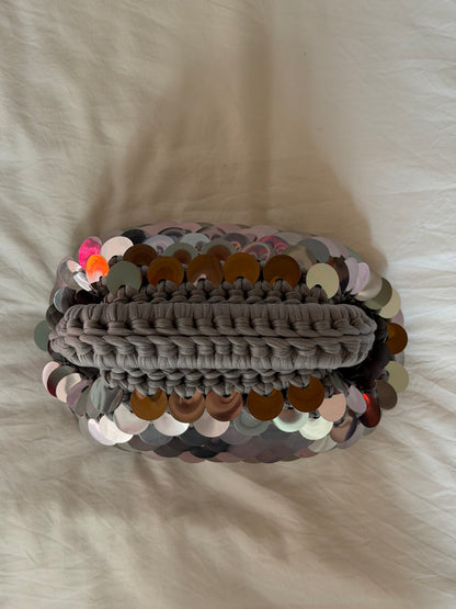 DISCO CLOUD bag mini// grigia con manico