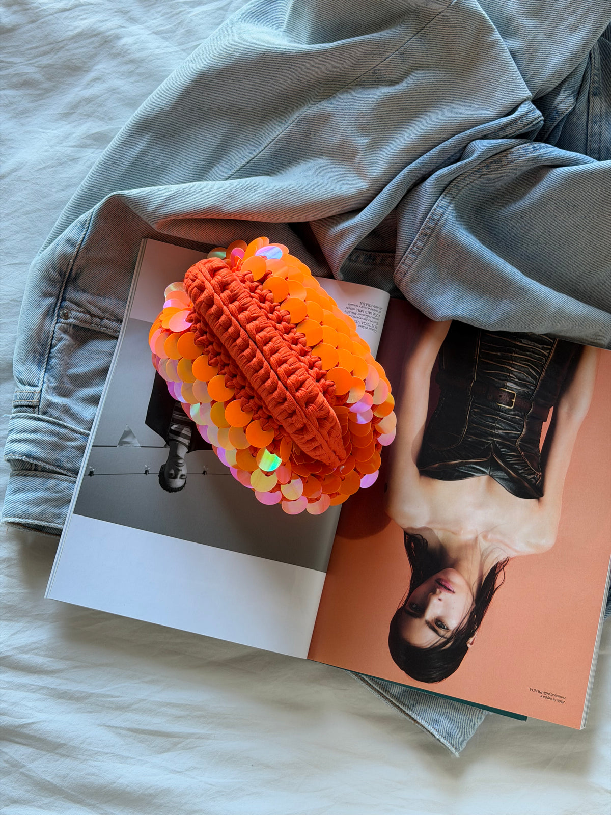 DISCO CLOUD bag mini// holo arancio con manico