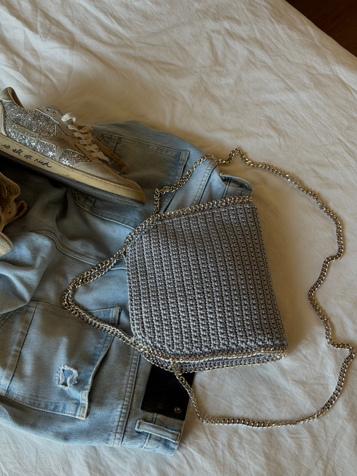 STAR bag standard// grigio chiaro lurex