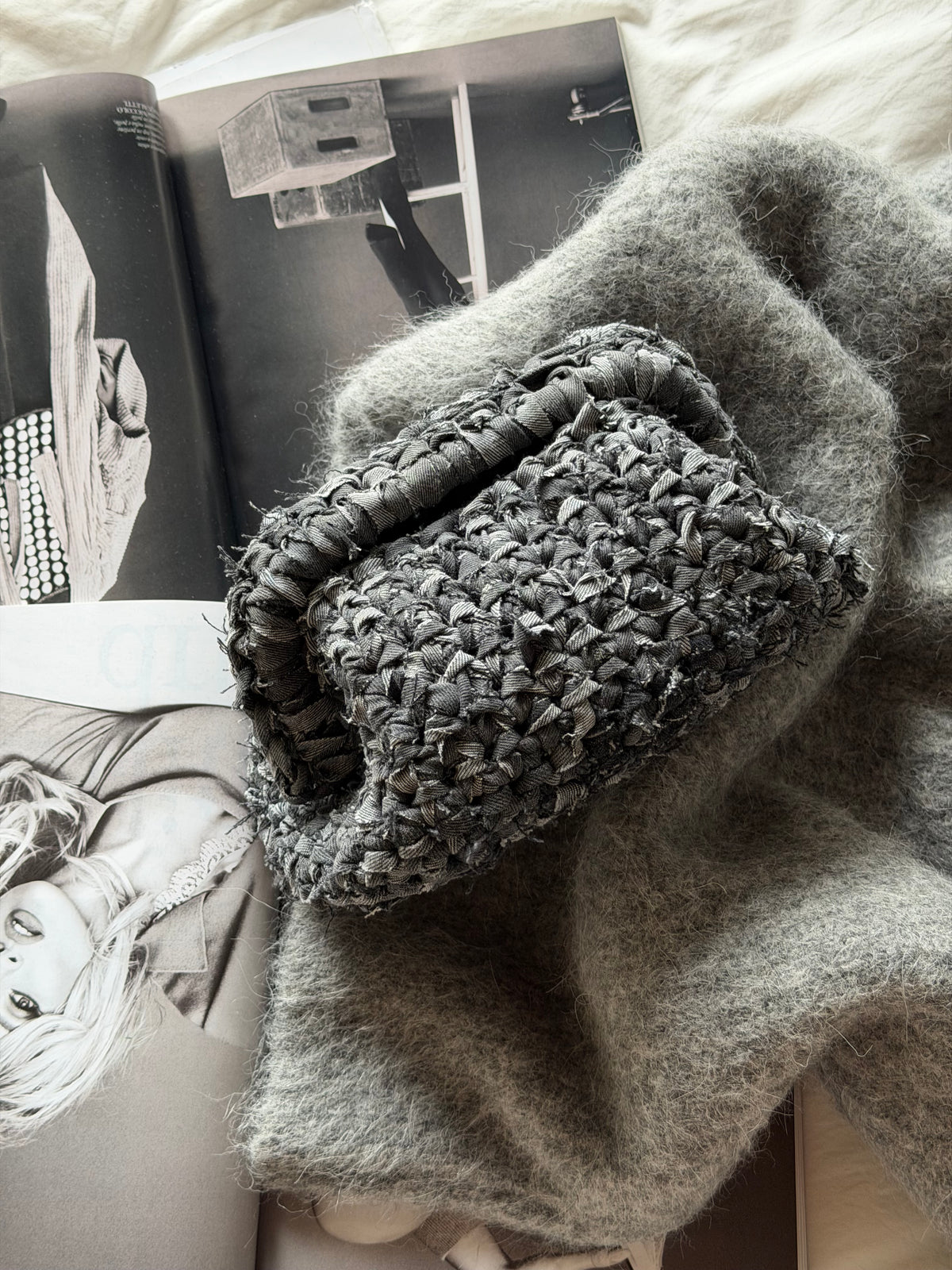 CLOUD bag standard// denim grigio con manico