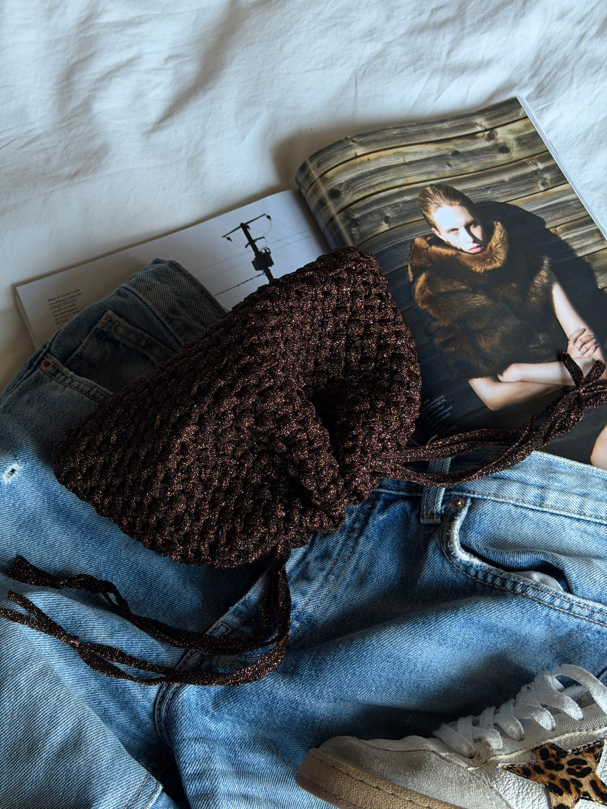 BUBBLE bag mini// marrone lurex