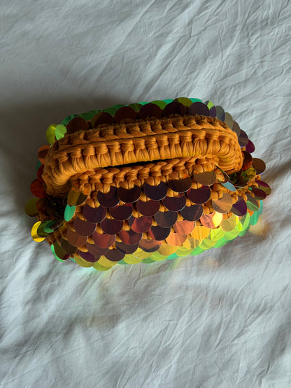 DISCO CLOUD bag mini// holo ocra con manico