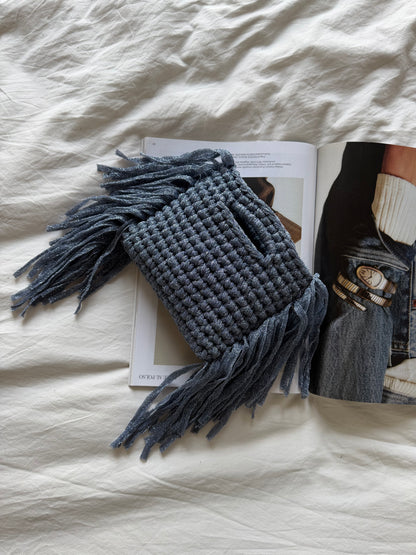 MINOU bag mini// azzurra lurex con frange