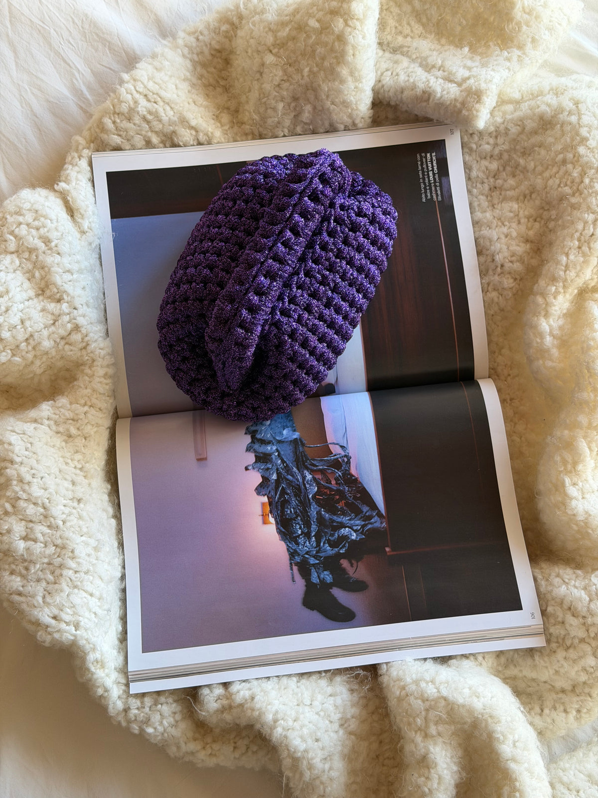 CLOUD bag mini// viola lurex con manico