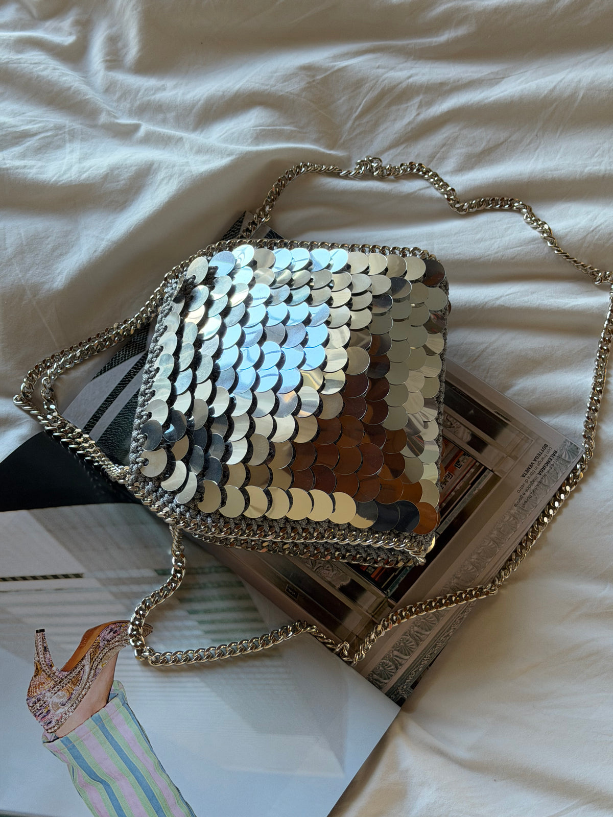 STAR bag mini// grigia lurex con paillettes argento chiaro