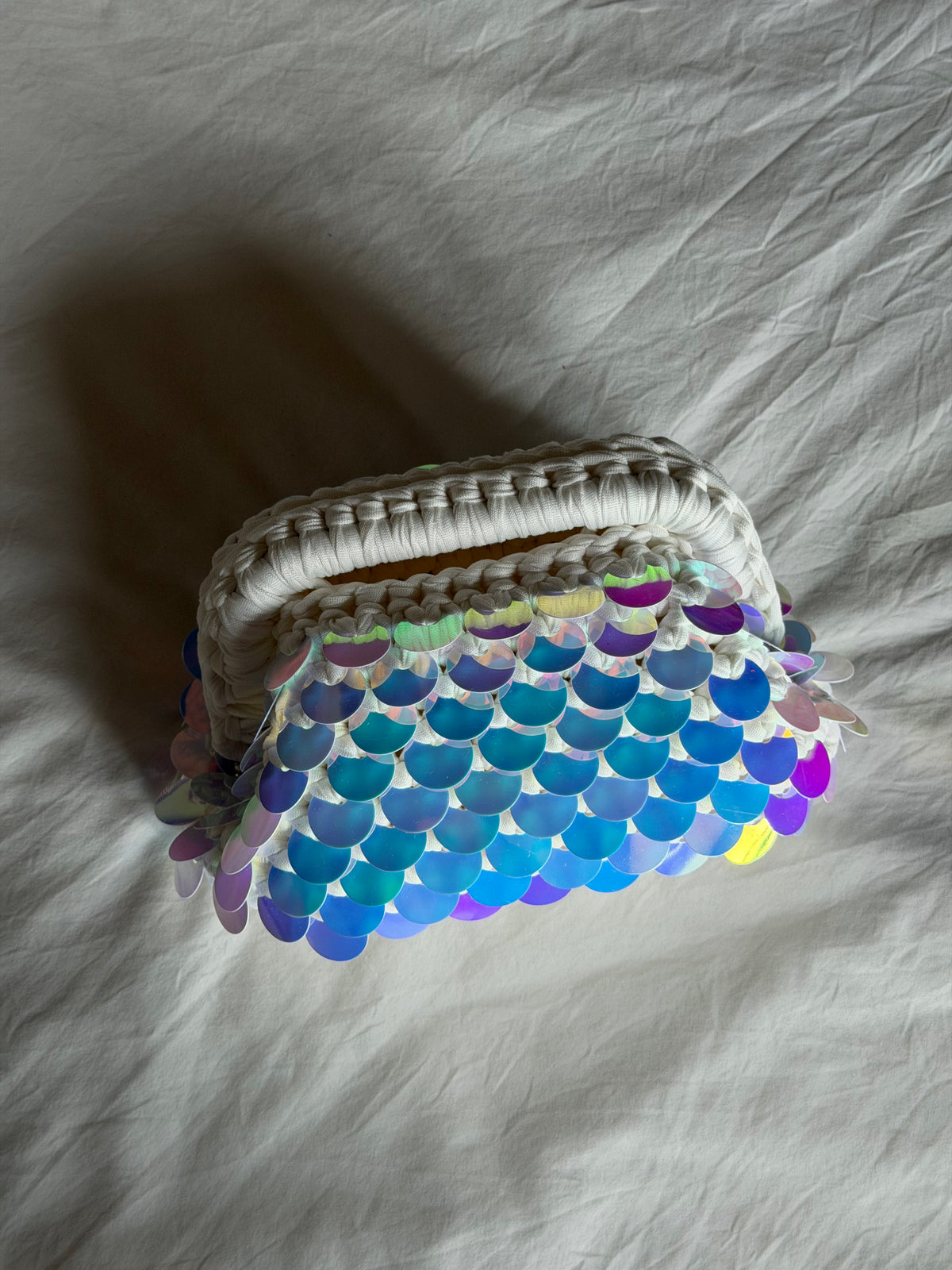 DISCO CLOUD bag mini// holo bianca con manico