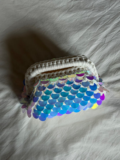 DISCO CLOUD bag mini// holo bianca con manico