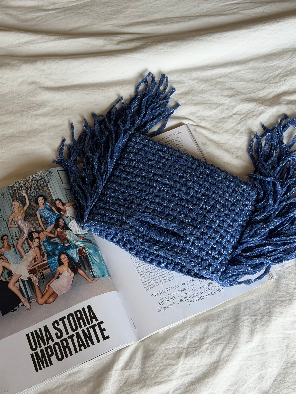 MINOU bag standard// cobalto lurex con frange