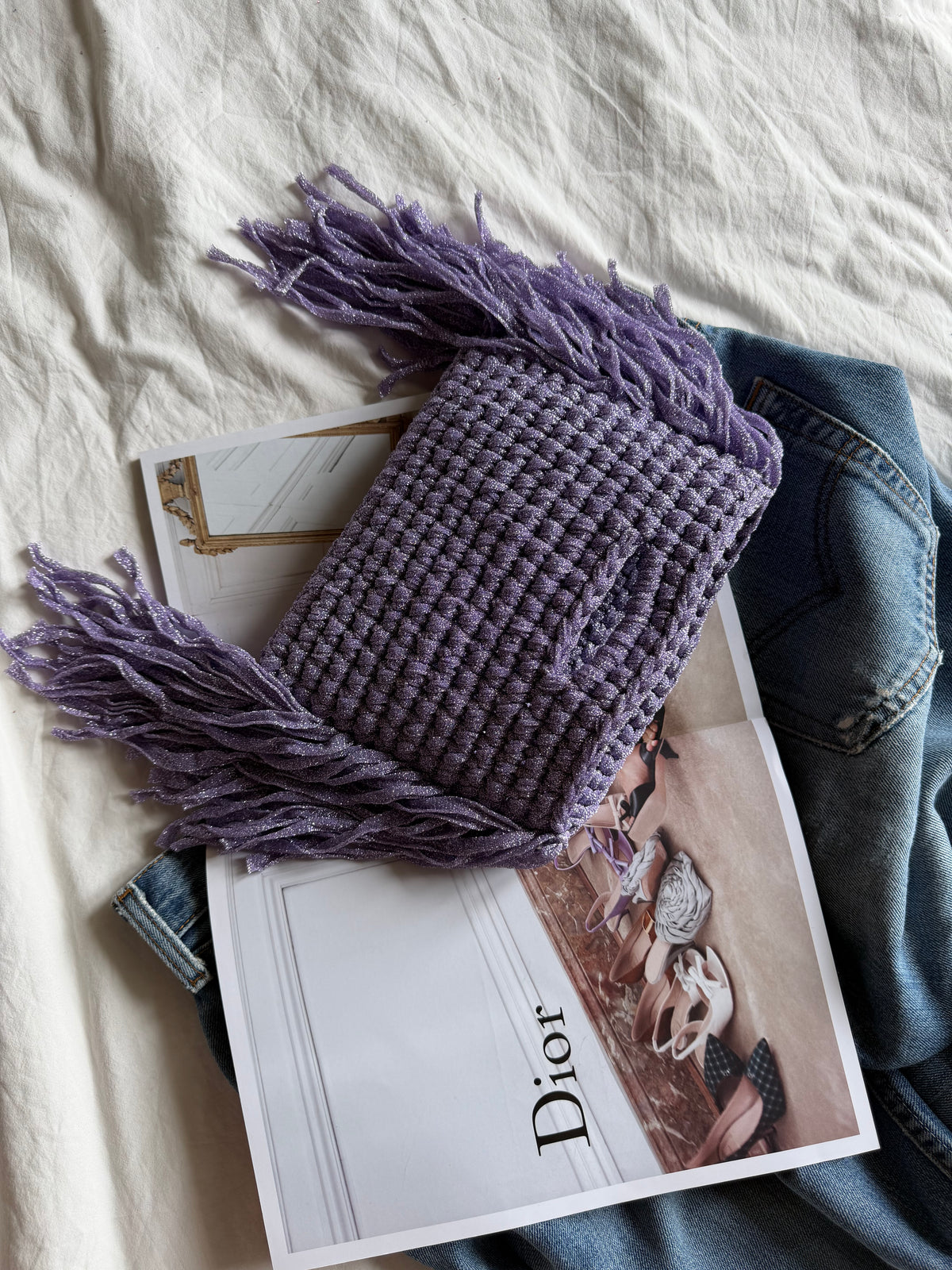 MINOU bag standard// lilla lurex con frange