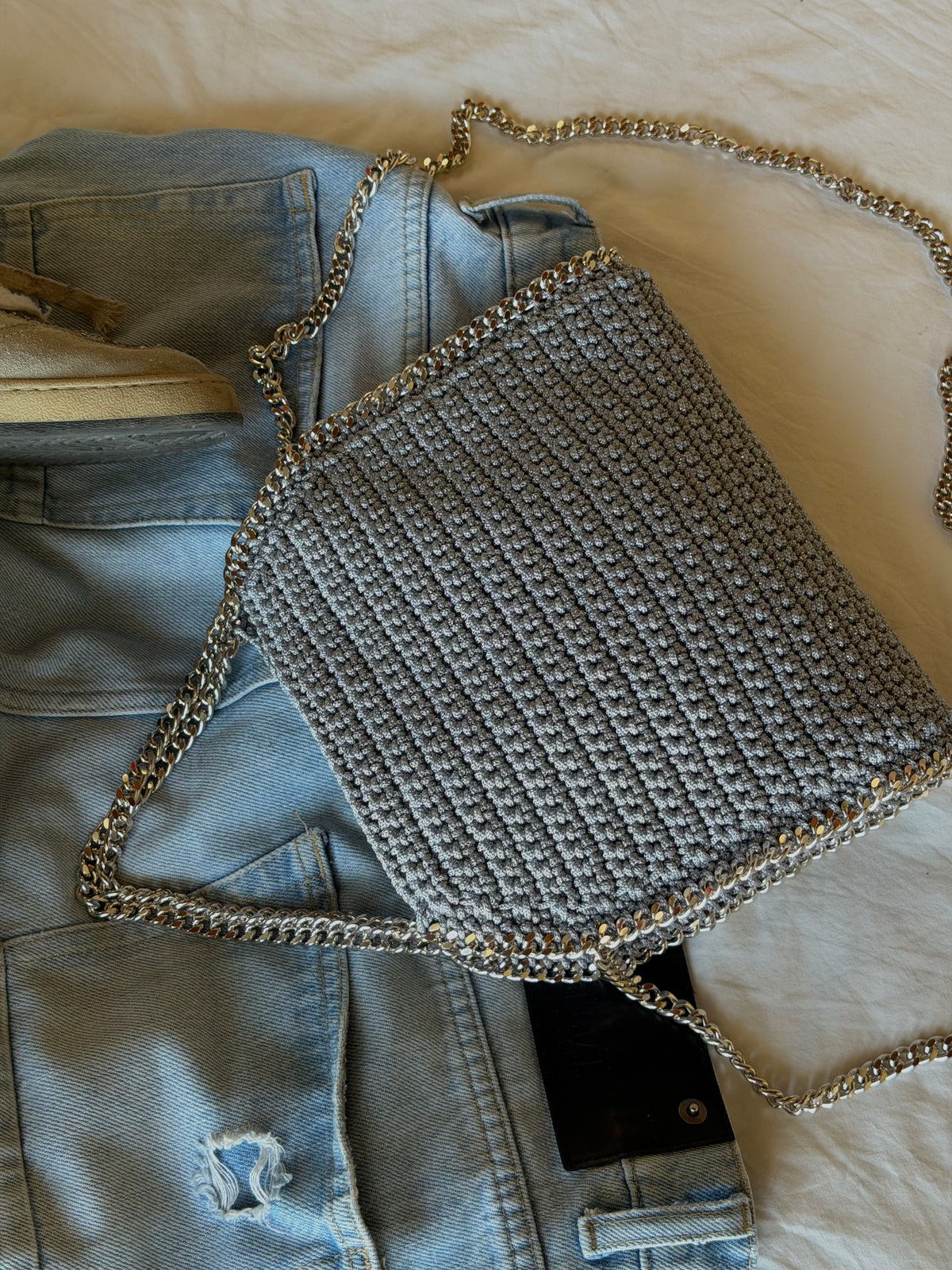 STAR bag standard// grigio chiaro lurex
